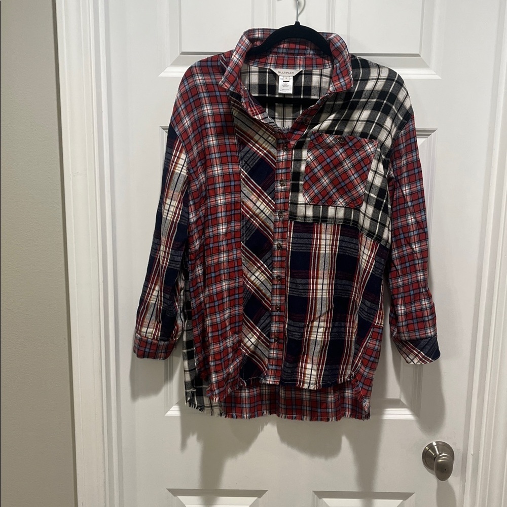Multiples Mixed Plaid Flannel Patchwork Multi Pri… - image 2